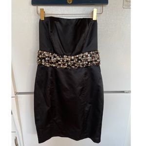 Adam Lippes Black Silk Blend Beaded Strapless Evening Party Dress Sz 4
